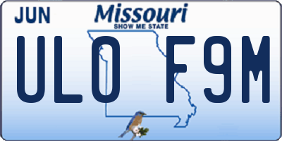 MO license plate UL0F9M