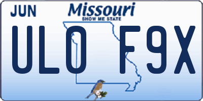 MO license plate UL0F9X