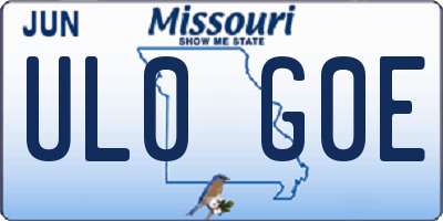 MO license plate UL0G0E