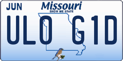 MO license plate UL0G1D