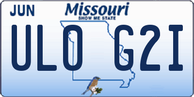 MO license plate UL0G2I