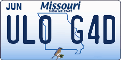 MO license plate UL0G4D