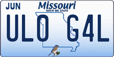 MO license plate UL0G4L