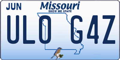 MO license plate UL0G4Z