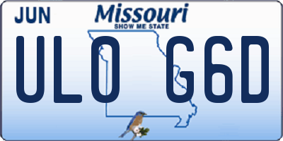 MO license plate UL0G6D