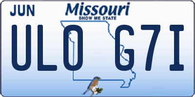 MO license plate UL0G7I