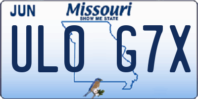 MO license plate UL0G7X