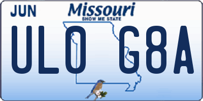 MO license plate UL0G8A