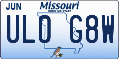 MO license plate UL0G8W