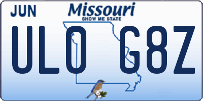 MO license plate UL0G8Z