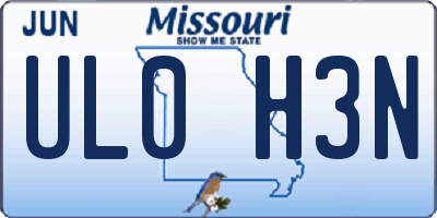 MO license plate UL0H3N