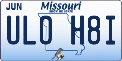 MO license plate UL0H8I