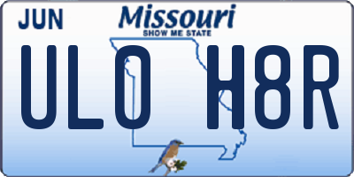 MO license plate UL0H8R