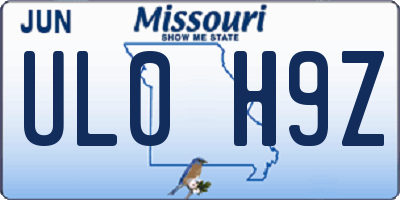 MO license plate UL0H9Z