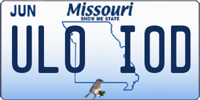 MO license plate UL0I0D