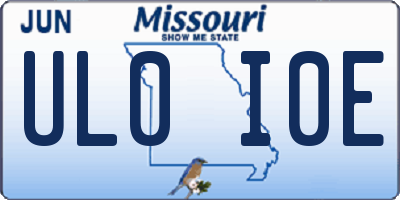 MO license plate UL0I0E