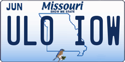 MO license plate UL0I0W