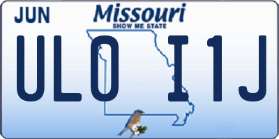MO license plate UL0I1J