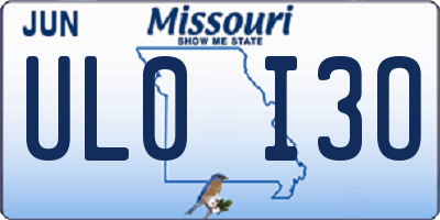 MO license plate UL0I3O