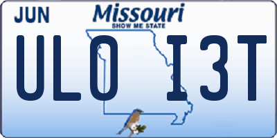 MO license plate UL0I3T