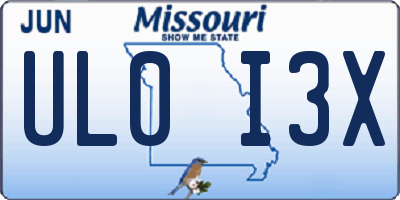 MO license plate UL0I3X