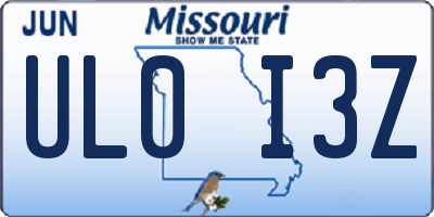 MO license plate UL0I3Z