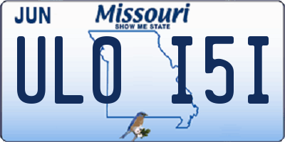 MO license plate UL0I5I