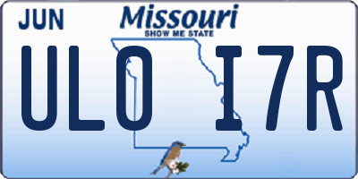 MO license plate UL0I7R