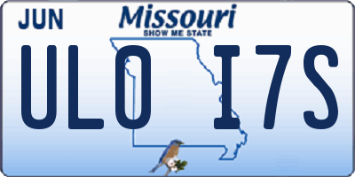 MO license plate UL0I7S