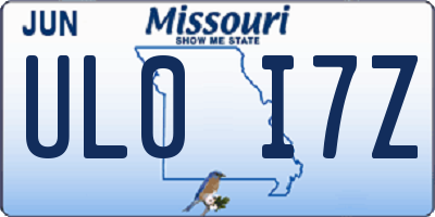 MO license plate UL0I7Z