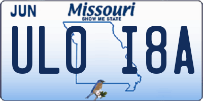 MO license plate UL0I8A