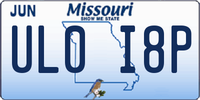 MO license plate UL0I8P