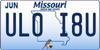 MO license plate UL0I8U
