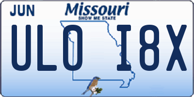 MO license plate UL0I8X