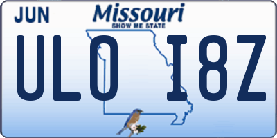 MO license plate UL0I8Z
