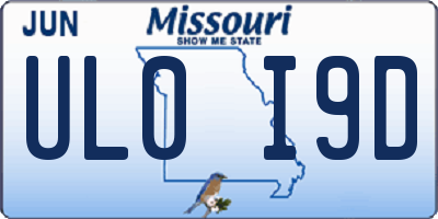 MO license plate UL0I9D