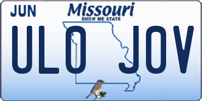 MO license plate UL0J0V