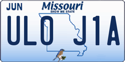 MO license plate UL0J1A