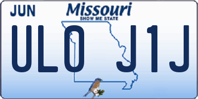 MO license plate UL0J1J