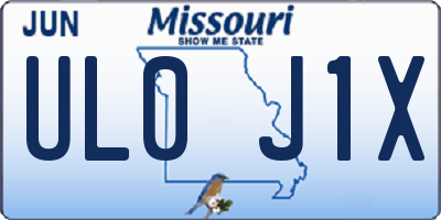 MO license plate UL0J1X