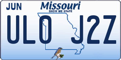 MO license plate UL0J2Z