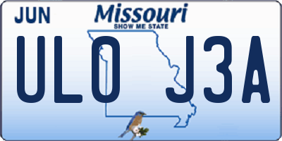 MO license plate UL0J3A