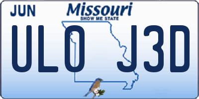 MO license plate UL0J3D