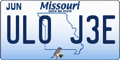 MO license plate UL0J3E