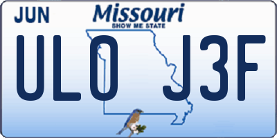 MO license plate UL0J3F