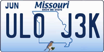 MO license plate UL0J3K