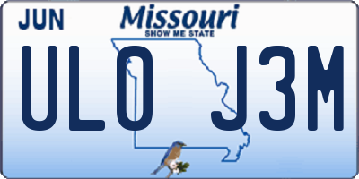 MO license plate UL0J3M