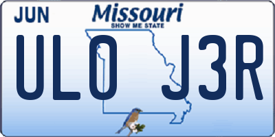 MO license plate UL0J3R