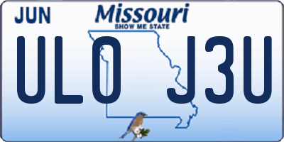 MO license plate UL0J3U
