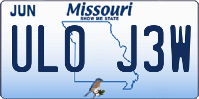 MO license plate UL0J3W